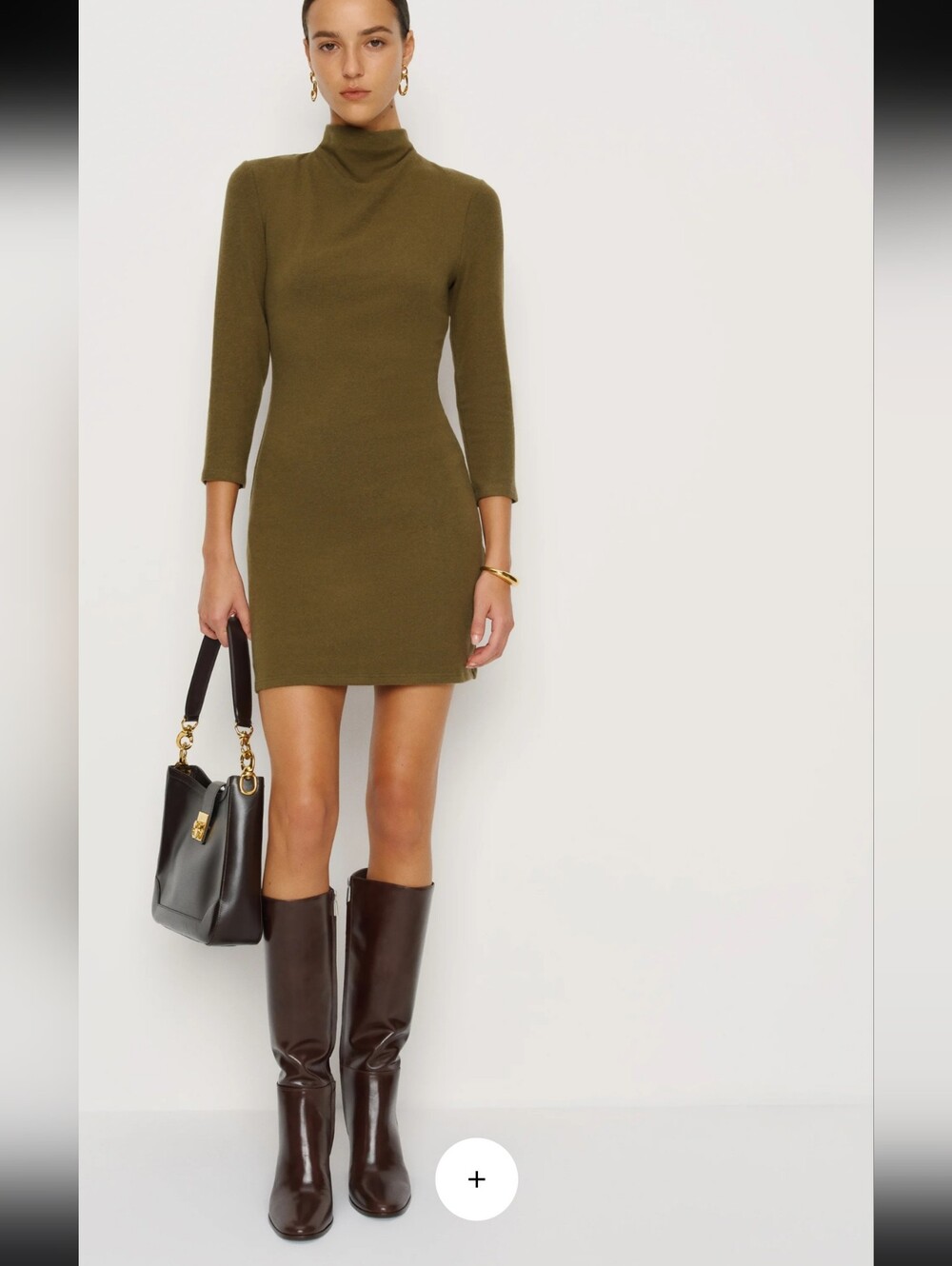 REFORMATION Camille Long Sleeve Sweater Minidress in Green Sz Small